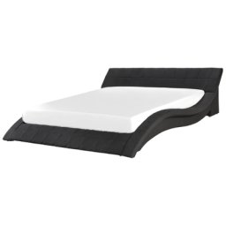 Polsterbett Schwarz 180 x 200 cm Mit Lattenrost Geschwungene Formgebung Designerbett Modern