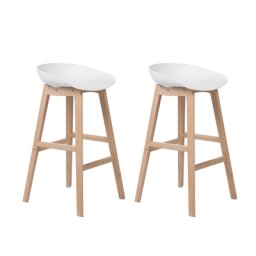 Stilvoller Barstuhl 2er Set Weiß/heller Holzfarbton Stoff/Holz Elegant/Modern