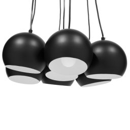 Hängeleuchte Schwarz Metall 7-flammig mit Schirmen in Kugelform Minimalistisches Design