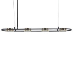 LED Hängelampe in Schwarz / Messing aus Metall Oval 4-Flammig Modern für Küche Esstisch Wohnküche Hohe Decken Innenräume