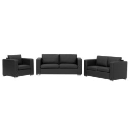 Sofa Set 6-Sitzer Schwarz mit Silber aus Leder mit Präzision hergestellt Modernes Design