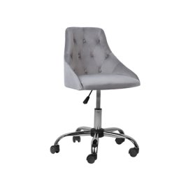 Arbeitshocker Grau aus Samtstoff Bürostuhl mit Rollen Elegant