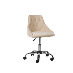 Arbeitshocker Beige aus Samtstoff Bürostuhl mit Rollen Elegant Klassisch