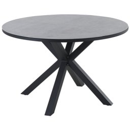 Gartentisch Grau und Schwarz Aluminium ⌀ 120 cm für 4 Personen Keramikglasplatte Rund X-Beine Outdoor Terrasse Balkon Möbel Garten Ausstattung