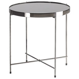Beistelltisch Schwarz/Silber Glas Metall rund ⌀ 40 cm Klassisch Elegant Multifunktional Wohnzimmer