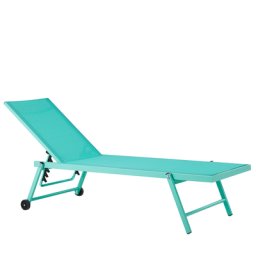 Gartenliege Grün mit Rollen Aluminium Textilbespannung verstellbare Rückenlehne modern Garten Terasse Balkon
