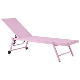 Gartenliege Rosa mit Rollen Aluminium Textilbespannung verstellbare Rückenlehne modern Garten Terasse Balkon