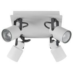 Deckenleuchte Weiß aus Metall 4-flammig Verstellbare Lampenschirme in Zylinderform Quadratischer Lampensockel Industrie Look Modernes Design