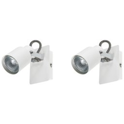 Wandleuchte 2er Set Weiß Metall 2-flammig In Matt Verstellbar Zylinderform Industrie Look Moderne Wandleuchte