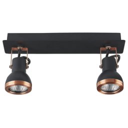 Deckenlampe Schwarz / Kupfer Metall 2-flammig in Matt Verstellbar Industrie Look Modernes Design
