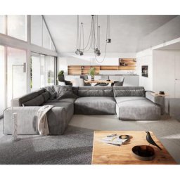 DELIFE Wohnlandschaft Sirpio XL 360x260 cm Mikrofaser Taupe Recamiere variabel, Wohnlandschaften