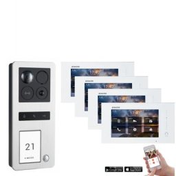 Balter ERA WLAN Video Türsprechanlage Aufputz für 1 Familienhaus mit 4x Monitoren mit Smartphone App, Bewegungsmelder