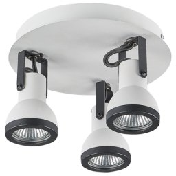 Deckenlampe Weiß / Schwarz Metall 3-flammig In Matt Verstellbar Rund Industrie Look Modernes Design