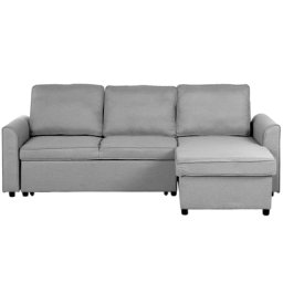 Ecksofa Grau Polsterbezug L-Förmig Linksseitig Schlaffunktion Modern Wohnzimmer