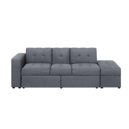 Sofa Dunkelgrau Polsterbezug 3-Sitzer Schlaffunktion Traditionell Wohnzimmer