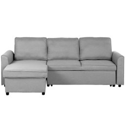 Ecksofa Hellgrau Polsterbezug L-Förmig Rechtsseitig Schlaffunktion Modern Wohnzimmer