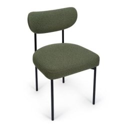 Stuhl JASPER - Stuhl, Bouclé Stoff in Khaki & schwarzes Metall