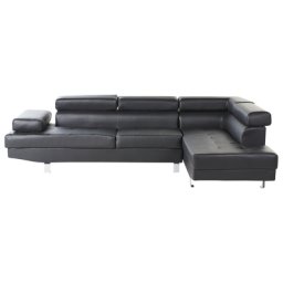 Ecksofa Schwarz Kunstleder L-Förmig Linksseitig Modern Wohnzimmer
