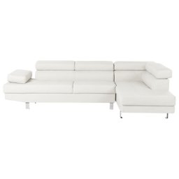 Ecksofa Weiß Kunstleder L-Förmig Linksseitig Modern Wohnzimmer