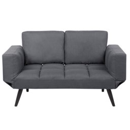 Sofa Grau Polsterbezug 2-Sitzer Schlaffunktion Skandinavisch Wohnzimmer