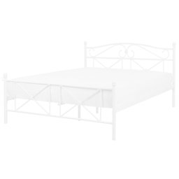 Metallbett Weiß 140 x 200 cm Mit Lattenrost Stabile Konstruktion Metall Verzierungen Romantisch Klassisch
