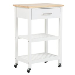 Servierwagen Weiß MDF Platte Gummibaumholz Kiefernholz 86 x 50 x 40 cm Landhausstil Multifunktionell Viel Fächer Wohnzimmer