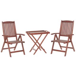 Balkonset 2er Set Dunkelbraun Akazienholz Verstellbar Rustikal Gartenmöbel Gartenmöbel Set