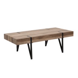 Couchtisch Braun mit Schwarz 60 x 110 cm MDF Tischplatte Metallbeine Rechteckig Industriell