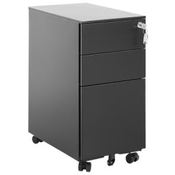 Aktenschrank Schwarz Metall Modern Praktisch Multifunktional 3 Schubladen Arbeitszimmer