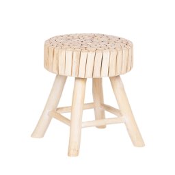 Nachttisch Heller Holzfarbton Teakholz 40 x 35 x 35 cm Landhausstil Naturell Rund Multifunktional Landhausstil Stabil Schlafzimmer