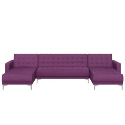 Schlafsofa Polsterbezug Violett 5-Sitzer U-förmiges Modernes Design