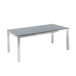Gartentisch silber Sicherheitsglas Edelstahl 180 x 90 cm modern Outdoor