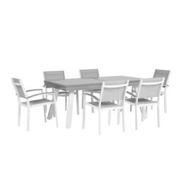 Gartenmöbel Set Grau / Weiß Aluminium 6-Sitzer Terrasse Outdoor Modern