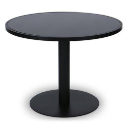 Gartentisch ECHO - Runder Gartentisch, schwarzes Glas & schwarzes Metall, Ø100