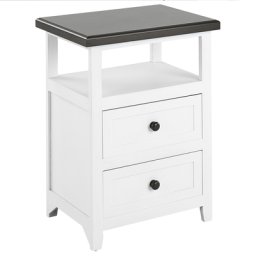 Nachttisch Weiß / dunkler Holzfarbton MDF 39 x 30 x 53 cm 2 Schubladen Regal Nachttisch Schlafzimmer Retro Traditionell