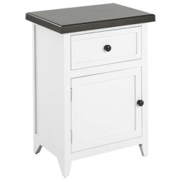 Nachttisch Weiß / dunkler Holzfarbton MDF 30 x 40 x 55 cm Schublade Regal Nachttisch Schlafzimmer Retro Traditionell