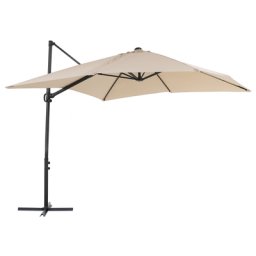 Sonnenschirm Beige/Schwarz Polyester quadratische Form 245 x 245 cm Terrasse Balkon Garten