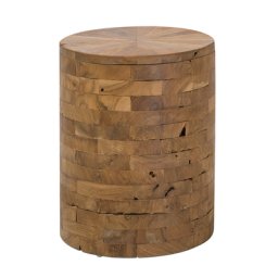 Beistelltisch Braun Teakholz 35 x 45 cm Lackiert Holzplatte Kaffeetisch Multifunktional Zylindrische Form Scandinavien Stil Ländlich Modern