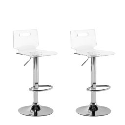 Trendy Barhocker 2er Set Transparent/Weiß Metall Modern