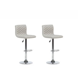 Eleganter Barstuhl 2er Set Beige Stoff Höhenverstellbar Rückenlehne Modern