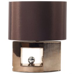 Tischlampe Braun und Gold Porzellanfuß durchbrochen Stoffschirm langes Kabel mit Schalter Modern Glamourös