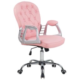 Bürostuhl Rosa mit Silber aus Kunstleder drehbar eleganter Bürostuhl Modern