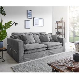 DELIFE Hussensofa Noelia 240x145 cm Taupe mit Kissen Bigsofa, Big Sofas