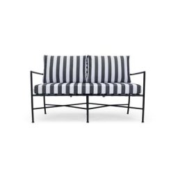 Outdoor 2-Sitzer Sofa BEL AIR - Outdoor 2-Sitzer Sofa, Stoff in Schwarz-Weiß & schwarzes Metall, B145