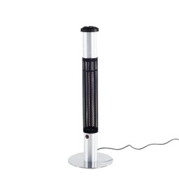 Heizstrahler elektrisch Schwarz mit Silber aus Aluminium 1500 Watt mit integrierter Aschenbecher Modern