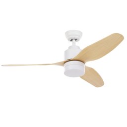 Deckenventilator mit Licht Weiß Metall Fernbedienung 3 Flügel in Holzoptik 3 Geschwindigkeitsstufen Timer Wohnzimmer Schlafzimmer Büro Flur