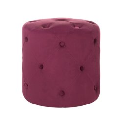 Pouf Burgunderrot Samtstoff Rund Knopfversteppung Elegant/Modern