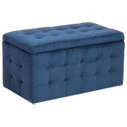 Hocker Dunkelblau Samt Rechteckig mit Stauraum Deckel Steppung Modern Sitzbank Bettbank Fußbank Fußhocker Schemel Schlafzimmer Wohnzimmer Flur