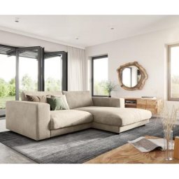 DELIFE Ecksofa Cubico 250x190 cm Chenille Beige Recamiere rechts, Ecksofas