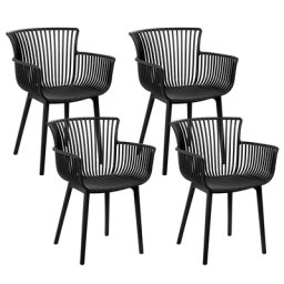 Stühle 4er Set in Schwarz aus Kunststoff für Innen- und Außenbereich Geeignet Moderner Stil Plastik Gartenstühle für Garten Terrasse Esszimmer